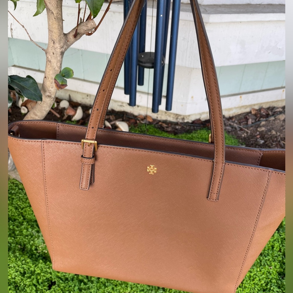 Preloved Tory Burch Emerson Small Tote. NO Crossbody Strap. Moose / 909